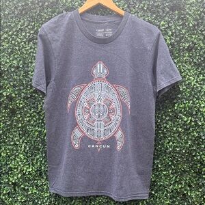 Blue Gray T-Shirt with Turtle Design